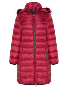 Open End Quilted hooded jacket Red