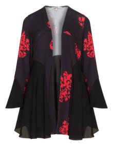Jean Marc Philippe Fine knit and chiffon cardigan Black / Red