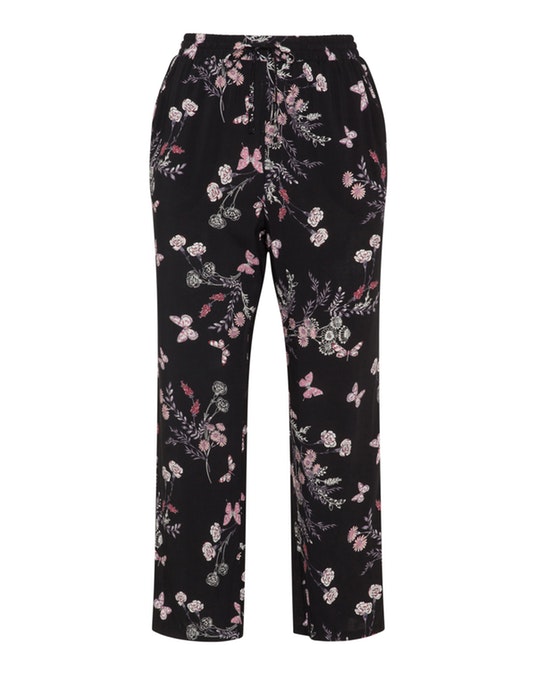 Yours Clothing Floral print trousers Black / Multicolour