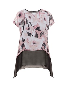 Baylis and May Floral pattern chiffon top  Multicolour / Black