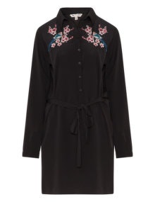 Yumi Belted embroidered tunic Black / Multicolour