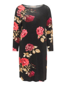 Isolde Roth Floral fine knit dress  Anthracite / Red