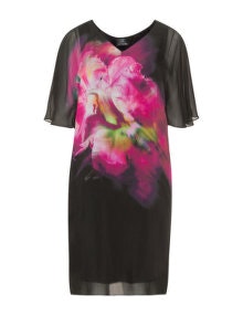 Kirsten Krog Flower print silk mix dress Black / Pink