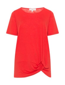Amber and Vanilla Jersey knot detail top Red