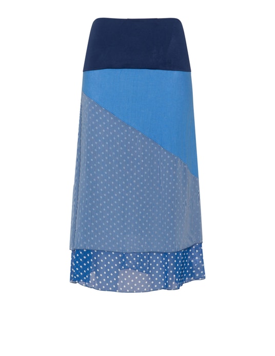 Vento Maro Patchwork midi skirt Light-Blue / Blue