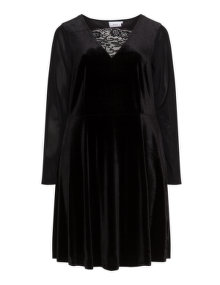 Zizzi - Lace detail velvet dress 