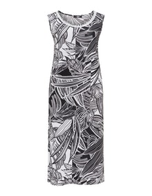 Idea Piu Monochrome leaf print dress Black / White