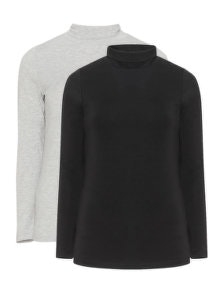 Simply Be Set of 2 jersey roll neck tops Black / Grey