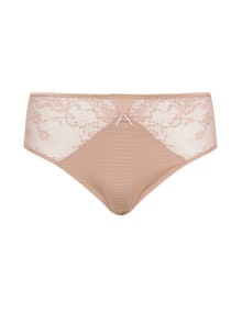 Ashley Graham Striped lace knickers Beige