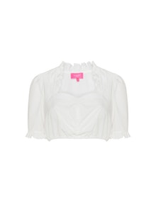 Krüger Cropped cotton blend dirndl blouse Ivory-White