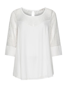 Jean Marc Philippe Crêpe and lace blouse Cream
