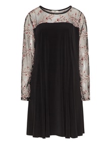 Jean Marc Philippe Embroidered lace and jersey tunic Black / Beige