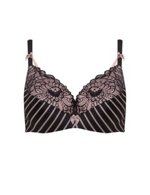 Deesse Lace detail striped bra Black / Pink