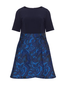 Apart Ponte jersey floral print dress  Dark-Blue / Blue