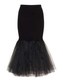 Mat Tulle and jersey skirt Black