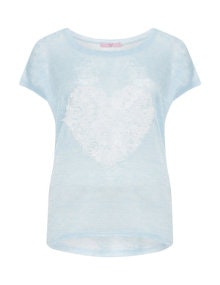 Velvet Pop 3D flower t-shirt Light-Blue