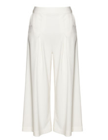 Manon Baptiste Pleated wide leg trousers Ivory-White