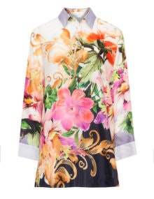 Kirsten Krog Floral print silk and cotton shirt Cream / Multicolour