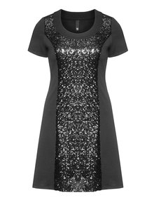 Manon Baptiste Flared sequinned dress Black / Black