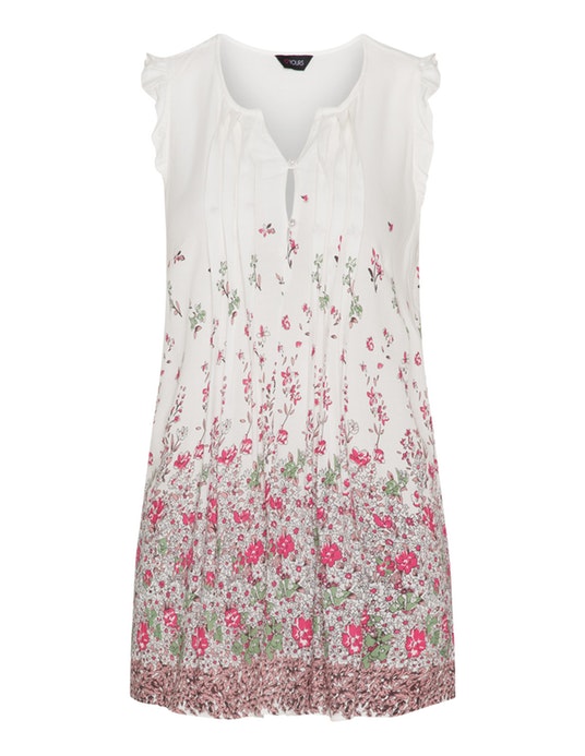 Yours Clothing Sleeveless floral blouse White / Multicolour