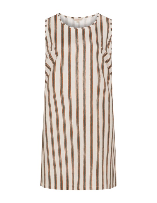 Isolde Roth Striped A-line dress  Ivory-White / Khaki-Green
