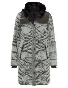 Lower Eastside Faux fur trim quilted jacket  Dark-Green / Black