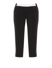 annalisa 7/8 length side stripe trousers  Black / White