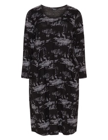 Capri Printed midi dress Black / Taupe-Grey