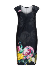 Verpass Gathered floral print pencil dress Black / Versicolour