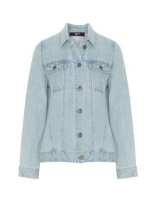 Simply Be Embroidered denim jacket Light-Blue