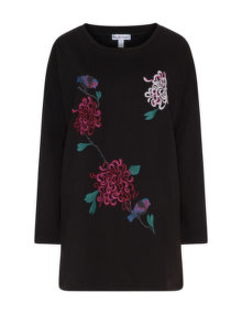Miss Y by Yoek Embroidered boxy jumper  Black / Multicolour