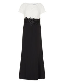 Gina Bacconi Crêpe and lace gown Black / Cream