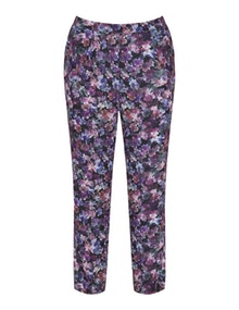 Baylis and May Floral print crêpe trousers Black / Multicolour