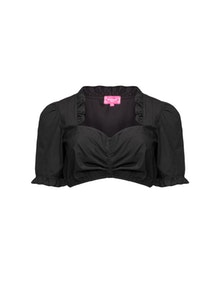 Krüger Cropped cotton blend dirndl blouse Black / Black