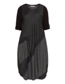 zedd plus Mixed fabric O-line dress Black