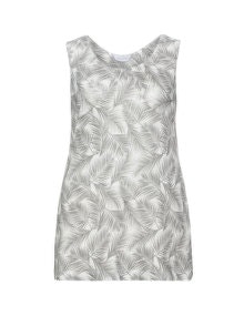 Yoona Printed sleeveless linen top Ivory-White / Grey
