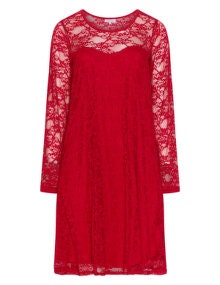 Zhenzi Sweetheart neckline lace dress  Red