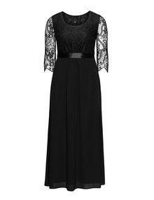 Manon Baptiste Lace sleeved chiffon evening gown Black