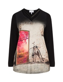 Chalou Printed jersey top Sand / Black
