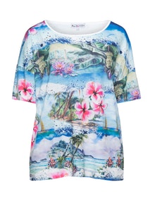 Miss Y by Yoek Tropical print jersey t-shirt Multicolour