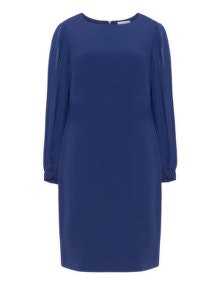 Gina Bacconi Pleated sleeves cocktail dress  Dark-Blue