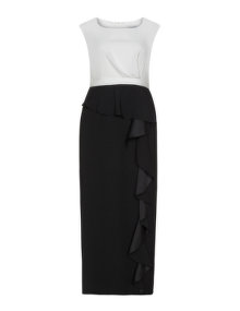 Gina Bacconi Ruffle detail evening dress Black / White