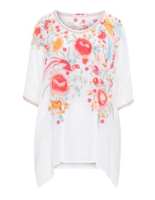Johnny Was Embroidered oversized top  White / Multicolour