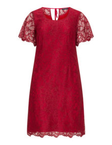 Manon Baptiste A-line lace dress  Bordeaux-Red