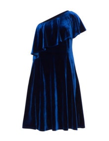 Manon Baptiste One shoulder velvet dress Dark-Blue
