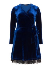 Manon Baptiste Velvet wrap dress  Dark-Blue / Black
