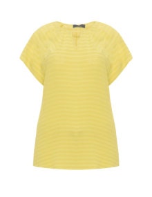 Karin Paul Striped crepe t-shirt Yellow