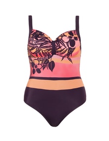 Caya Coco Tropical flower print swimsuit Purple / Multicolour