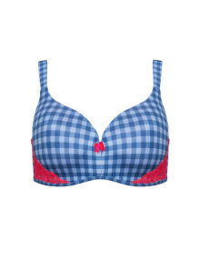 Deesse Gingham lace underwired bra Blue / Red