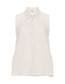 annalisa Asymmetric sleeveless linen shirt Sand / Beige